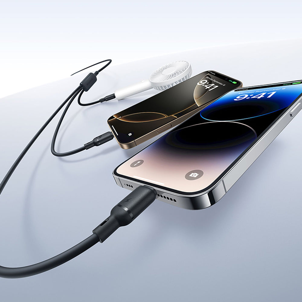 USB-A - Lightning / microUSB / USB-C Baseus Silky 3in1 Ladekabel, 100W, 1.5m, Schwarz P10377705123-00