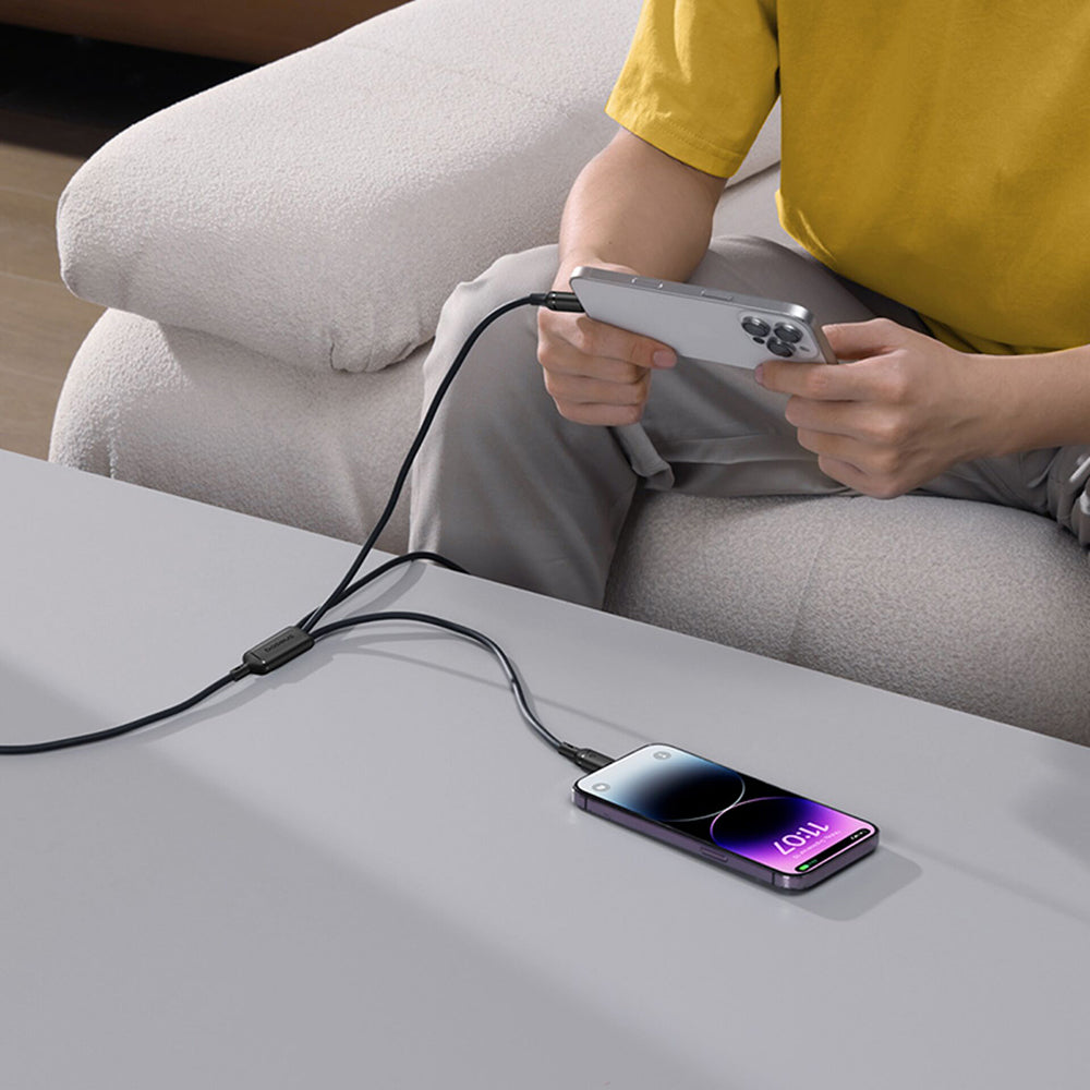 USB-A - Lightning / microUSB / USB-C Baseus Silky 3in1 Ladekabel, 100W, 1.5m, Schwarz P10377705123-00