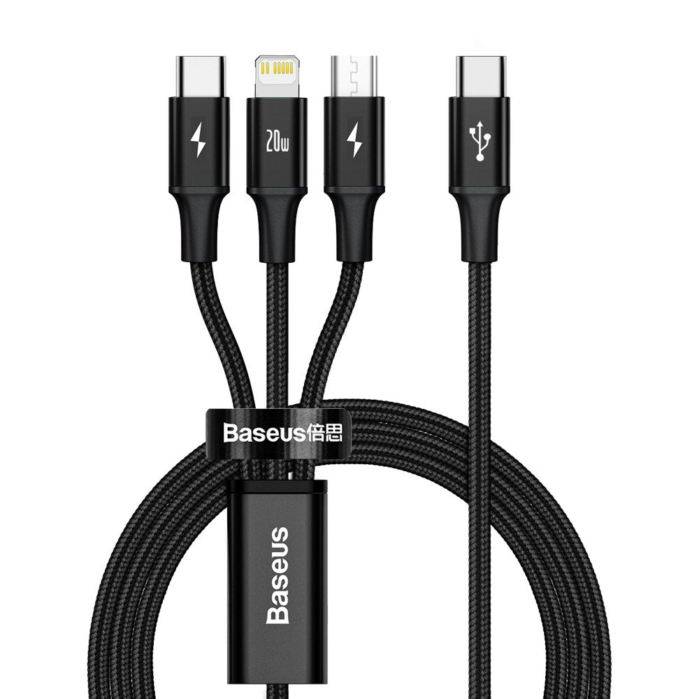 USB-C - Lightning / microUSB / USB-C Baseus Rapid 3in1 Ladekabel, 20W, 1,5m, Schwarz CAMLT-SC01