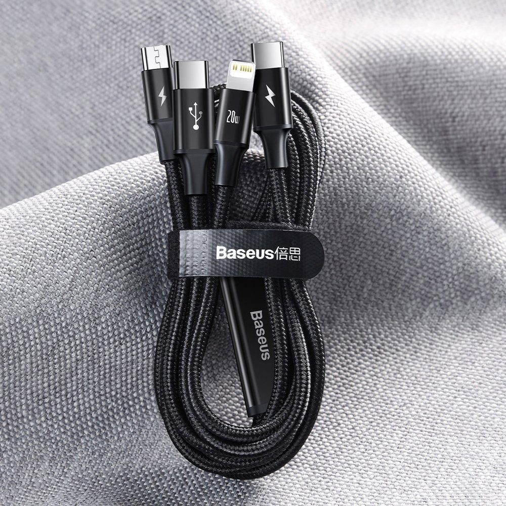 USB-C - Lightning / microUSB / USB-C Baseus Rapid 3in1 Ladekabel, 20W, 1,5m, Schwarz CAMLT-SC01