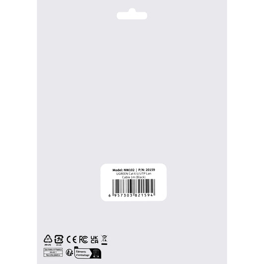 Netzwerkkabel UGREEN NW102, UTP, Kat6, 1m, Schwarz