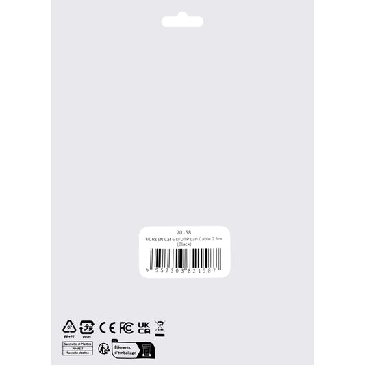 Netzwerkkabel UGREEN NW102, UTP, Kat6, 0,5m, Schwarz