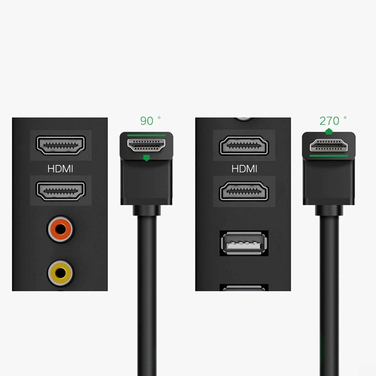UGREEN Angled Videokabel, HDMI - HDMI, 4K, 2m, Schwarz
