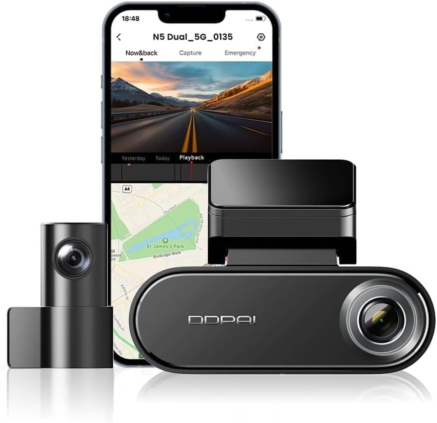 DDPAI N5 Dual Front and Rear Car Camera, 4K, Wi-Fi, GPS, AI