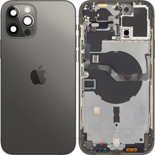 Apple iPhone 12 Pro Max Batteriefachabdeckung, mit Halbschale, Schwarz (Graphit), Swap