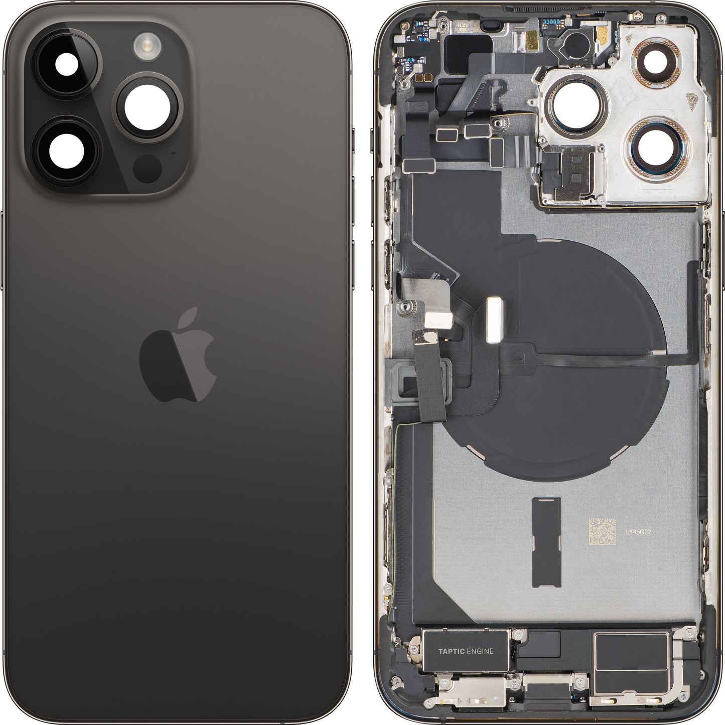 Akkuabdeckung Apple iPhone 14 Pro Max, mit Mittelgehäuse, vollständige Teile, Schwarz (Space Black), Swap