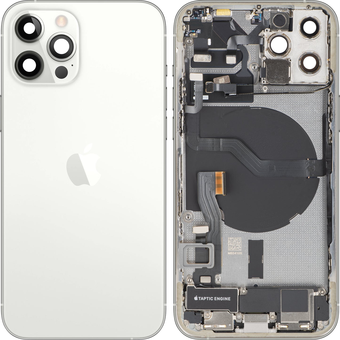 Akkuabdeckung Apple iPhone 12 Pro, mit Mittelgehäuse, Komplettteile, Silber, Swap
