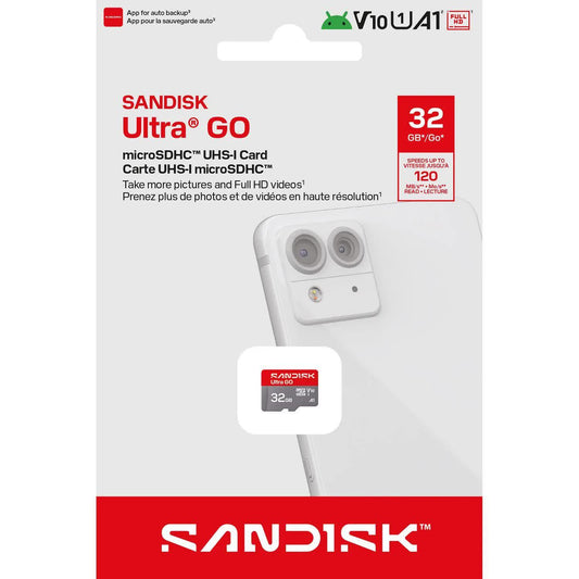 SanDisk Ultra GO Android A1 microSDHC Memory Card, 32GB, Class 10 / UHS-1 U1 SDSQUGN-032G-GN6MN