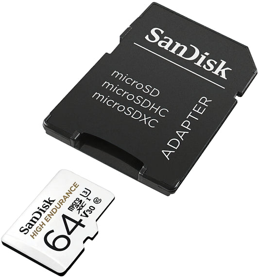 SanDisk High Endurance microSDXC Speicherkarte, 64Gb, Klasse 10 / UHS-1 U3, mit Adapter SDSQQNR-064G-GN6IA