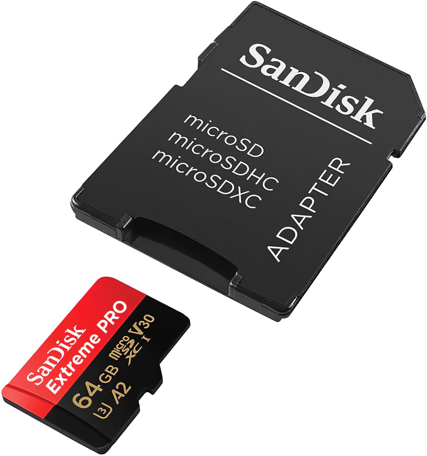 Speicherkarte microSDXC SanDisk Extreme Pro, 64Gb, Klasse 10 / UHS-1 U3, mit Adapter SDSQXCU-064G-GN6MA