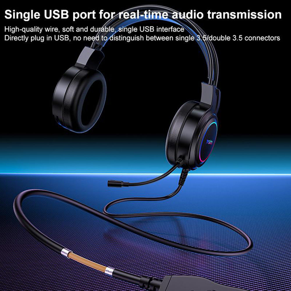 Gaming-Headset USB Yesido EK05, RGB, 1,2m, Schwarz