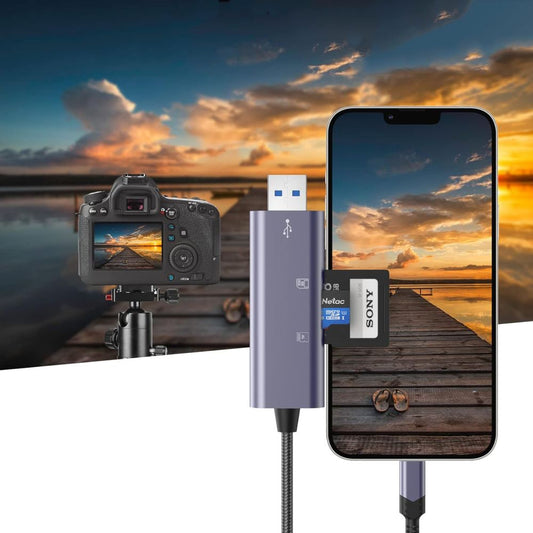 USB / Lightning Kartenleser Tech-Protect Ultraboost, SD - microSD, Grau