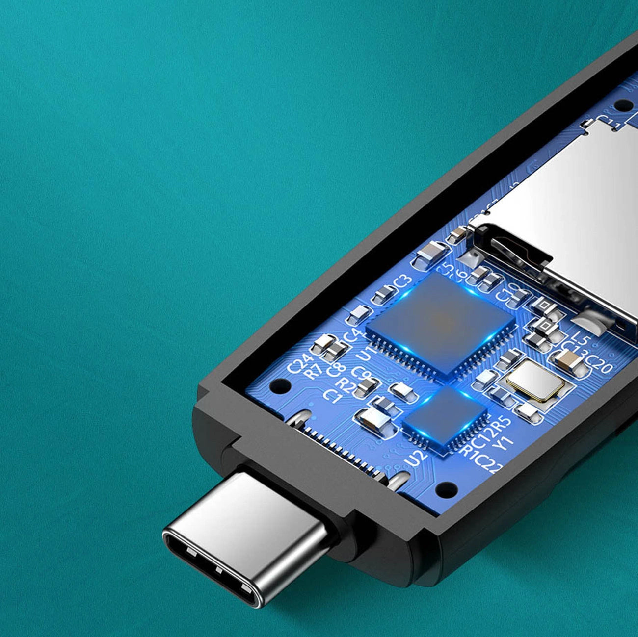 USB / USB-C Kartenleser UGREEN CM304, SD - microSD, Schwarz