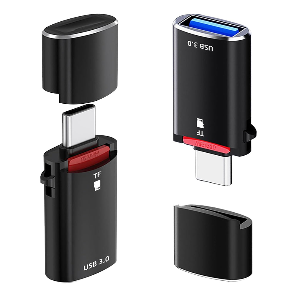 Kartenleser USB-C Techsuit AluVoltX, USB-A (OTG) - microSD, Schwarz