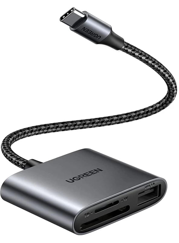 Kartenleser USB-C UGREEN CM387, USB-A (OTG) - SD - microSD, Schwarz