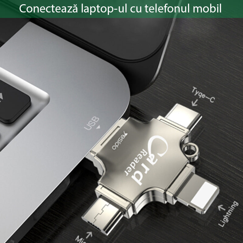 USB / USB-C / Lightning / microUSB Yesido GS13 Card Reader, microSD, Silver