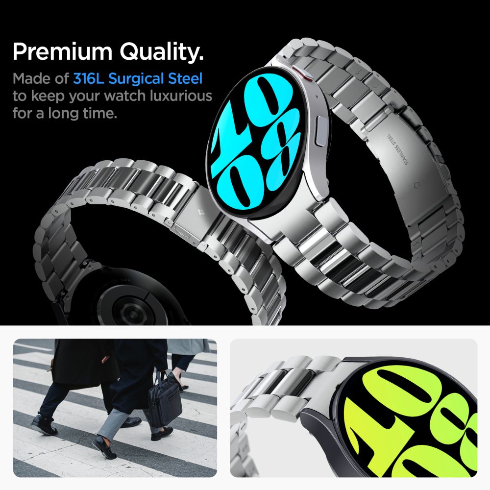 Spigen Modern Fit Armband für Samsung Galaxy Watch6 44mm, Silber AMP06498