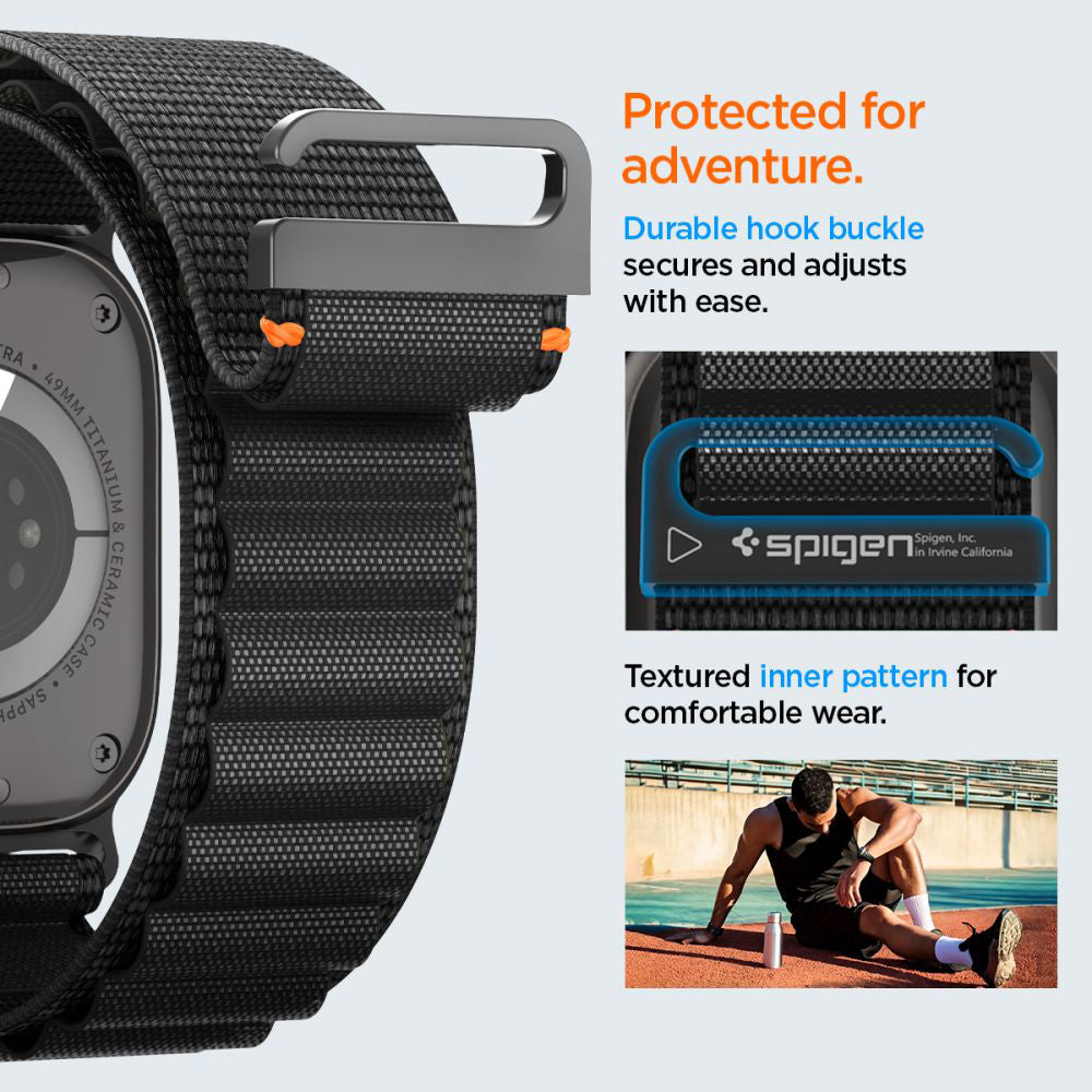 Spigen WBF1 Strap for Apple Watch 49mm / 46mm / 45mm / 44mm Series, Black AMP10144