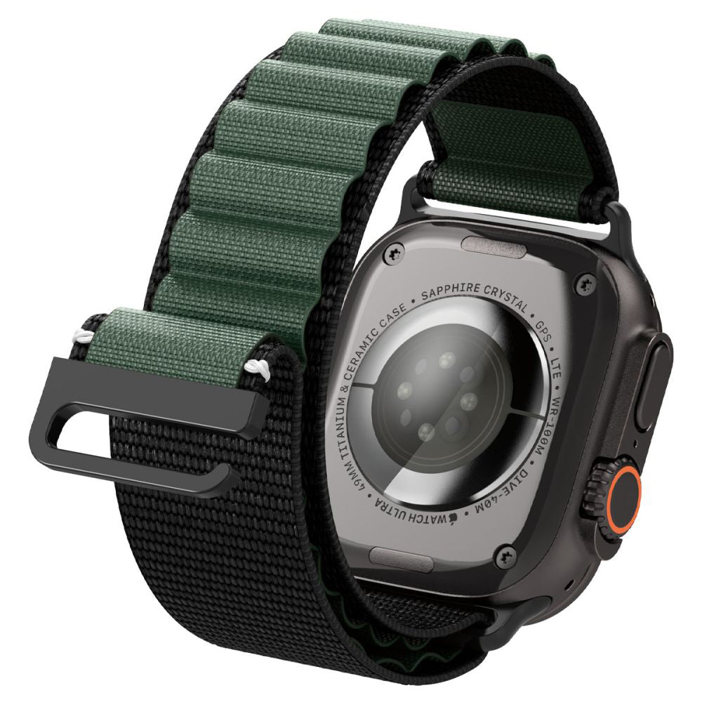 Spigen WBF1 Strap for Apple Watch 49mm / 46mm / 45mm / 44mm Series, Black Green AMP10223