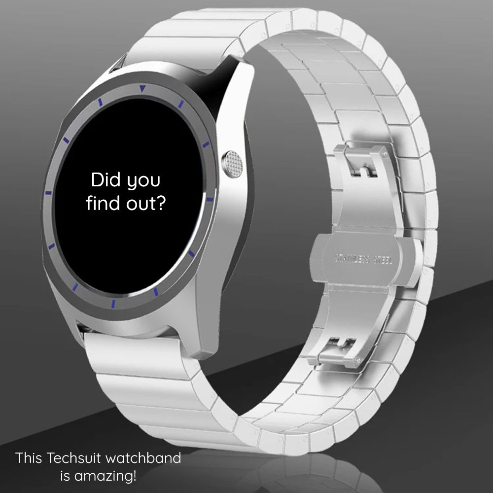 Techsuit W012 Armband für Apple Watch 49mm / 46mm / 45mm / 44mm / 42mm Serie, Silberfarben