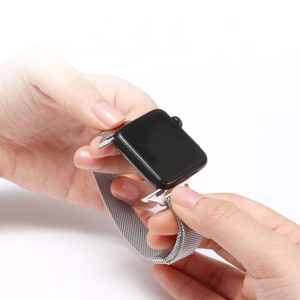 Techsuit W034 Armband für Apple Watch 49mm / 46mm / 45mm / 44mm / 42mm Serie, Silberfarben