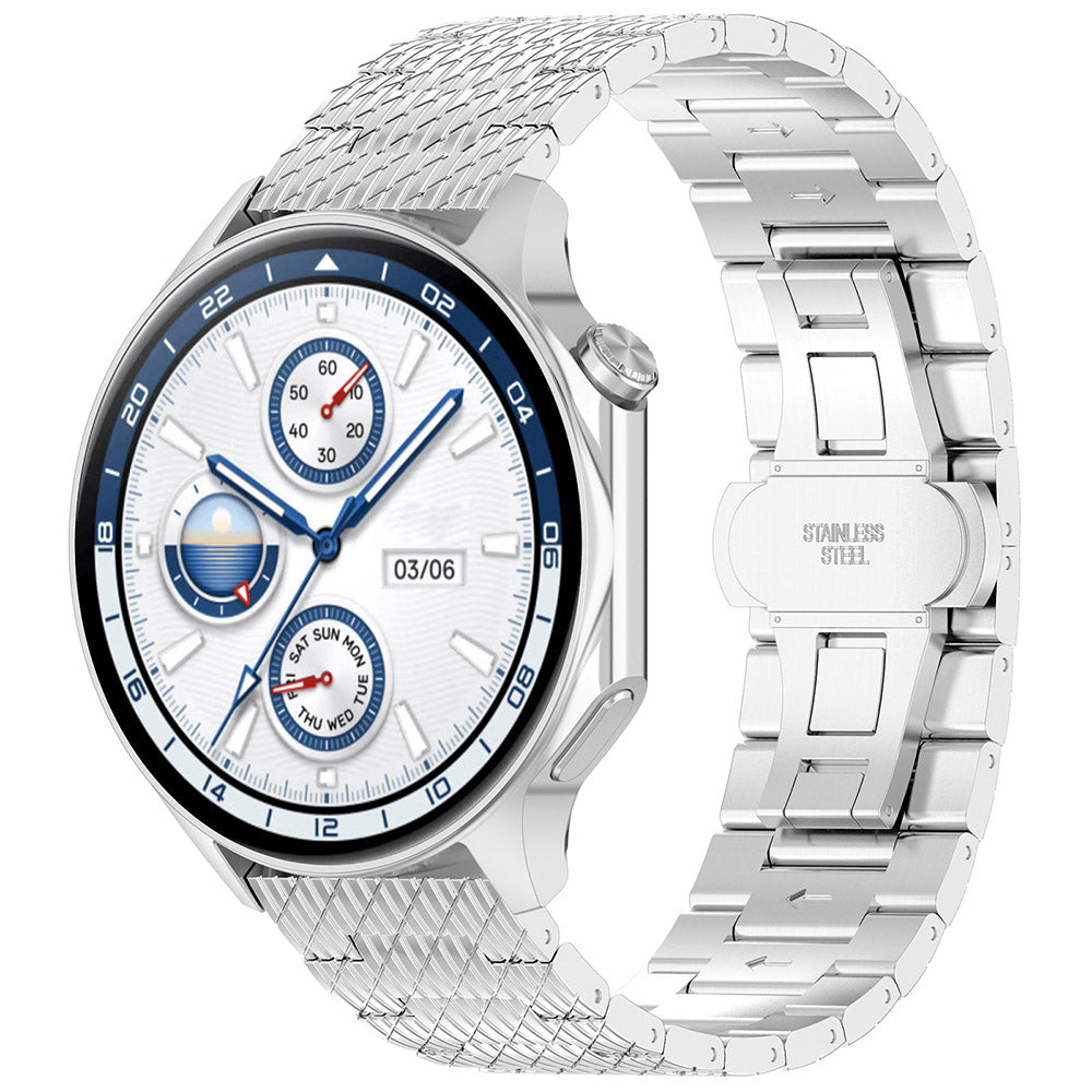Techsuit W052 Armband für Huawei Watch / Xiaomi Watch Series, 22mm, Silberfarben