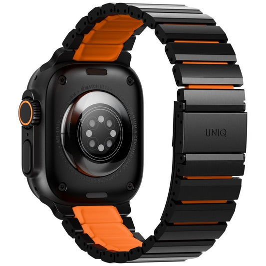 UNIQ Strova Flex Armband für Apple Watch 49mm / 46mm / 45mm / 44mm / 42mm Serien, Schwarz Orange