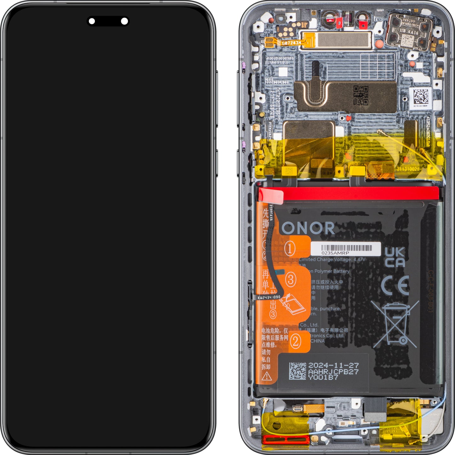 Display mit Touchscreen Honor Magic7 Pro, mit Rahmen und Akku, Schwarz, Service Pack 0235AMRM