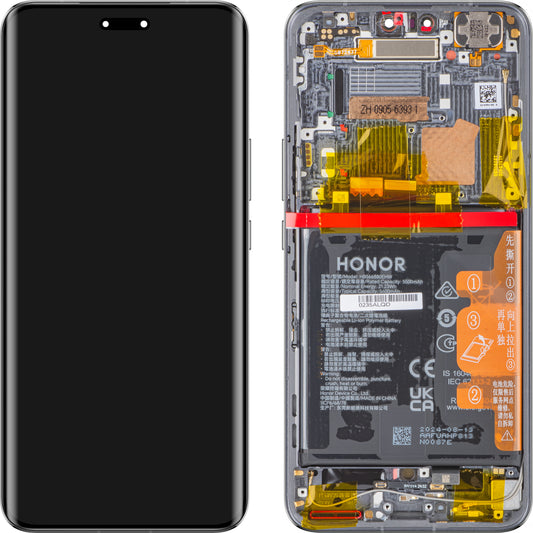 Touchscreen Display Touchscreen Honor Magic6 Pro, mit Rahmen und Akku, Schwarz, Service Pack 0235ALQD