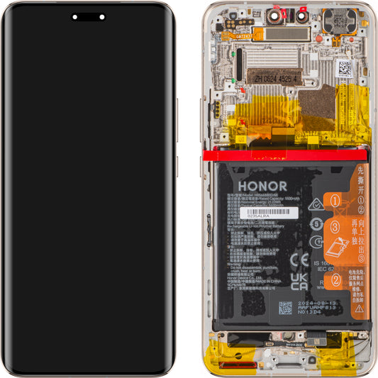 Touchscreen-Display mit Touchscreen Honor Magic6 Pro, mit Rahmen und Akku, Gold, Service Pack 0235ALRA
