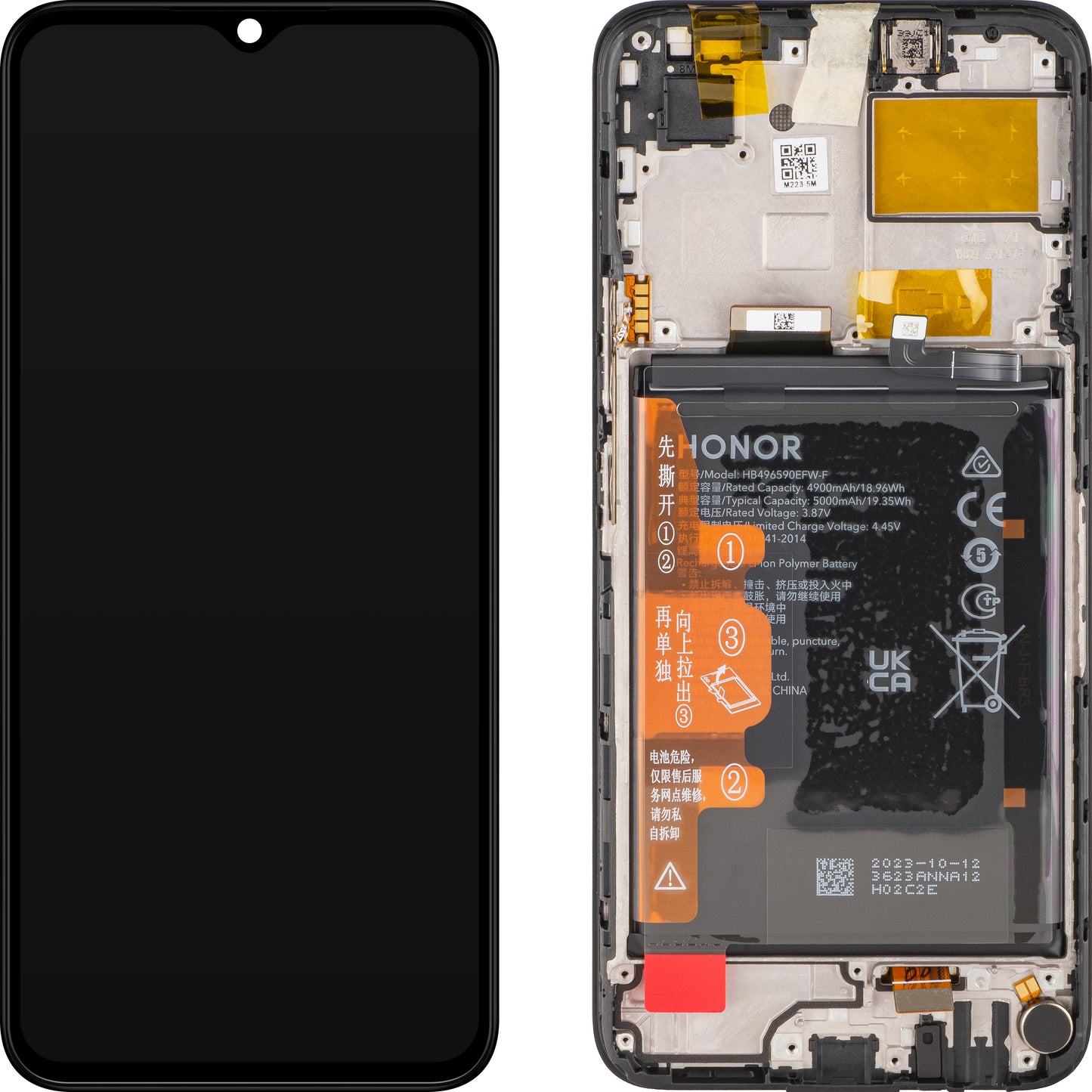 Display mit Touchscreen Honor X5, mit Rahmen und Akku, Schwarz, Service Pack 0235AENL
