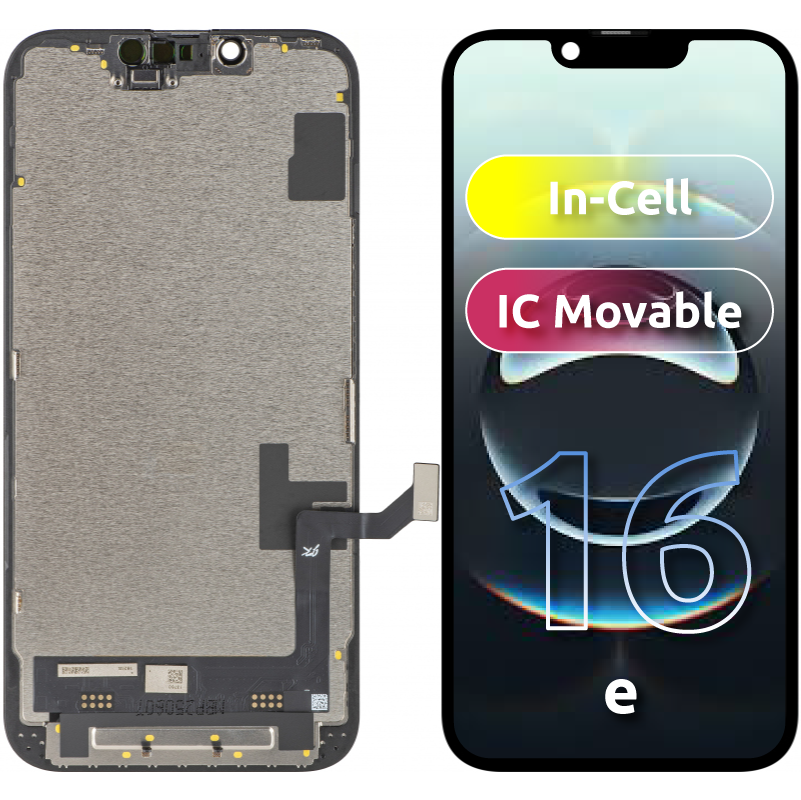JK Touchscreen-Display für Apple iPhone 17e / 16e, mit Rahmen, LCD In-Cell IC beweglich Version, Schwarz