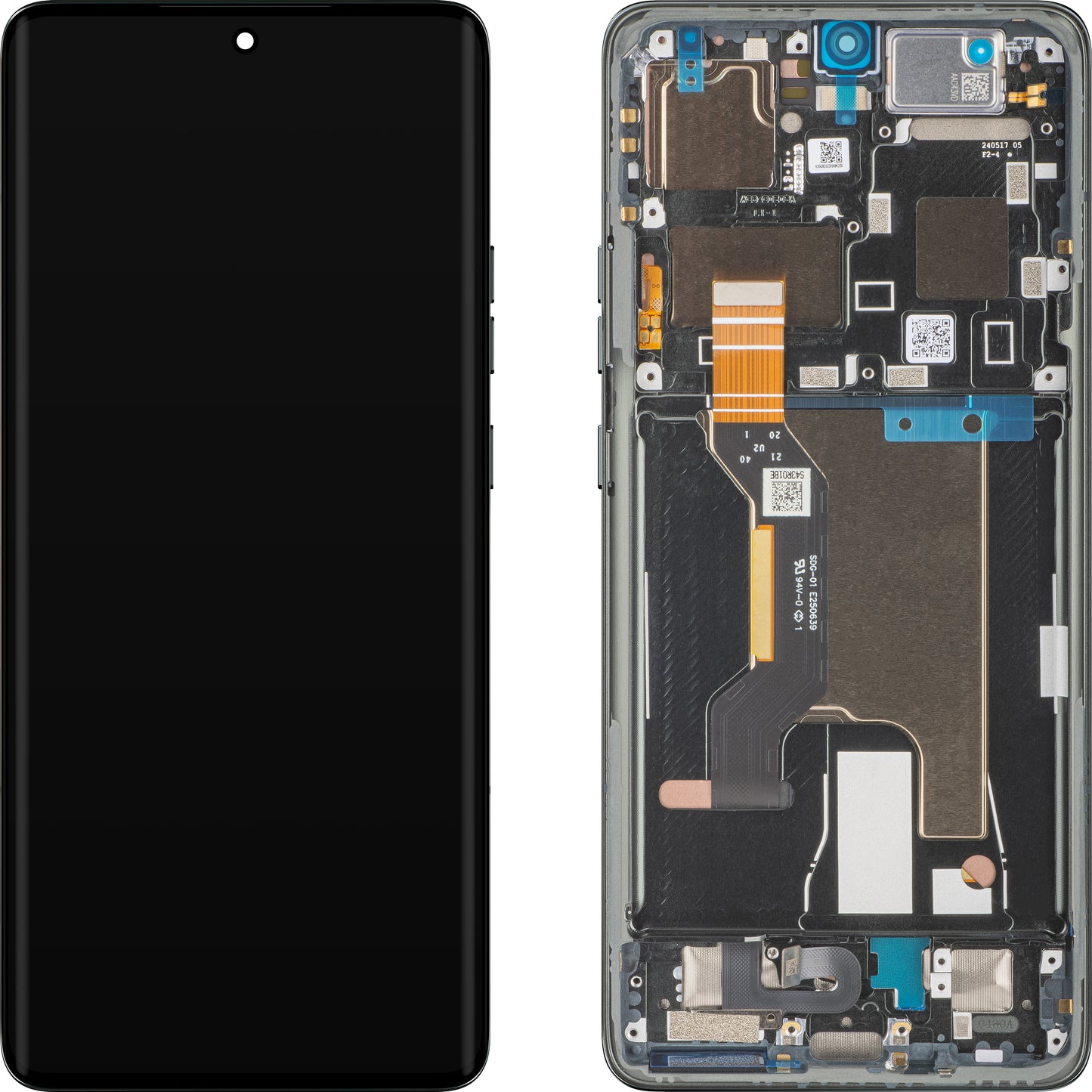 Touchscreen-Display Motorola Edge 50 Ultra, mit Rahmen, Schwarz (Waldgrau), Service Pack 5D68C24483
