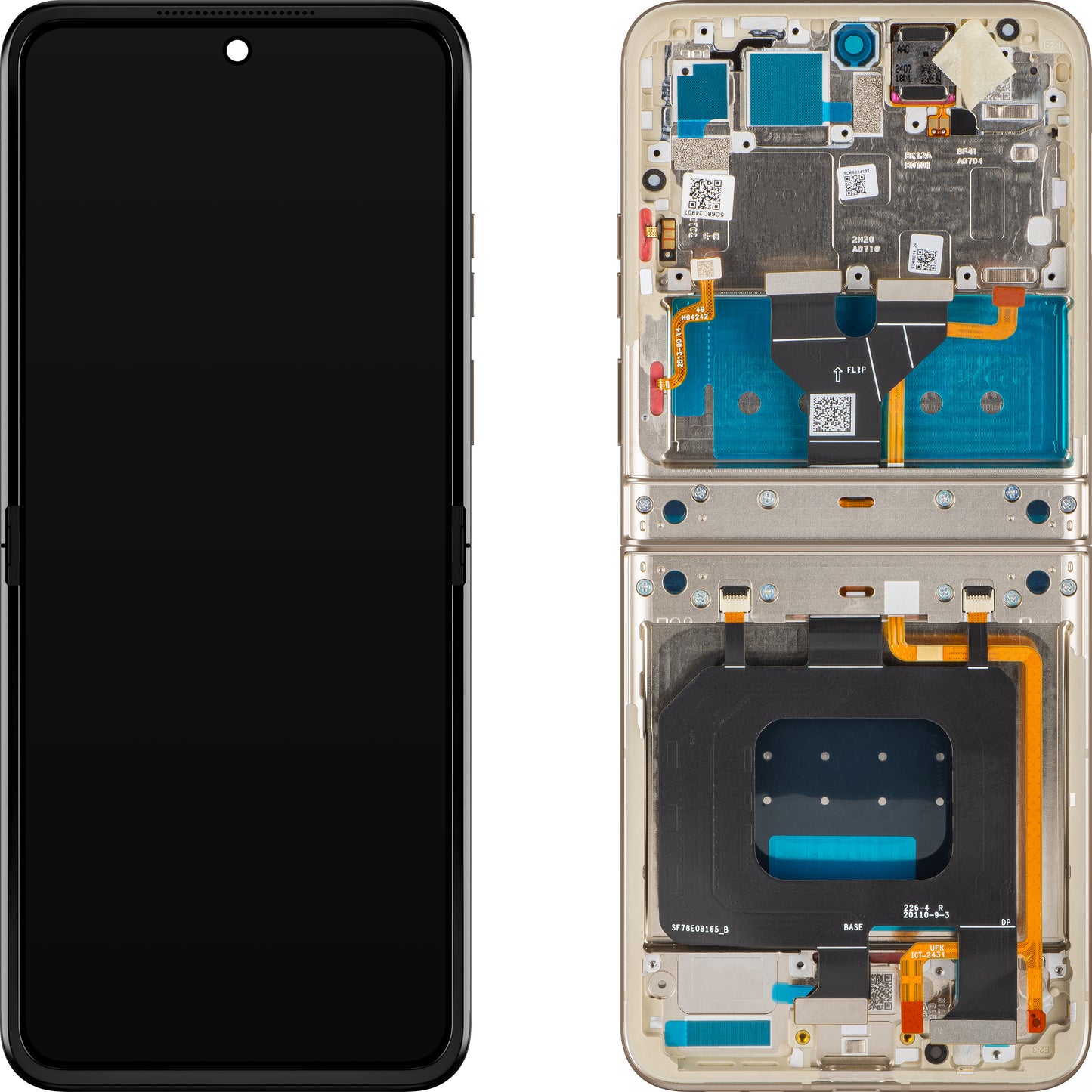 Motorola Razr 2024 / Razr 50 Display with Touchscreen, Frame, Under Inner, Cream (Pumice Stone), Service Pack 5D68C24807