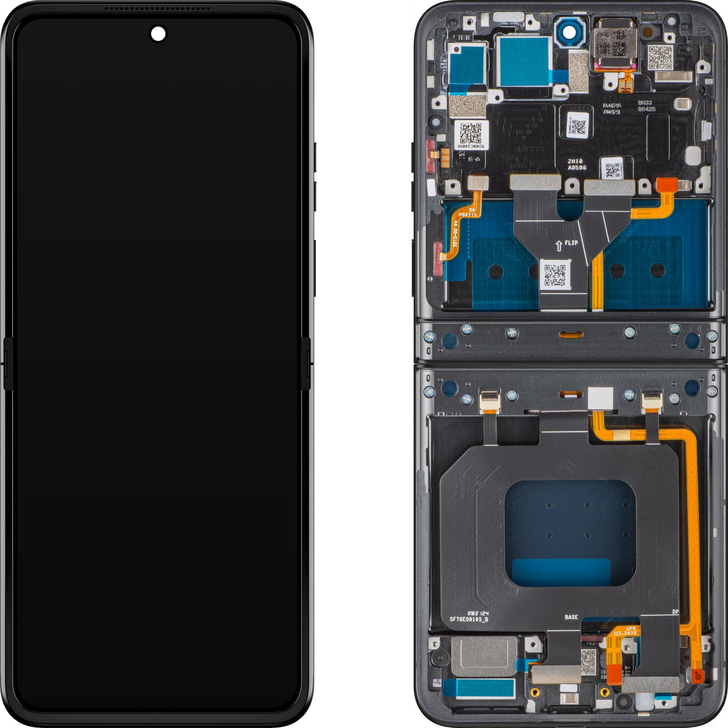 Display mit Touchscreen Motorola Razr 2024 / Razr 50, mit Rahmen, Unter Inner, Grau (Steel Wool), Swap 5D68C24806
