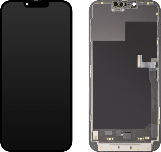 Display mit MP Touchscreen kompatibel mit Apple iPhone 13 Pro Max, mit Rahmen, Soft OLED 120Hz FHD Diagnostic Version, Schwarz