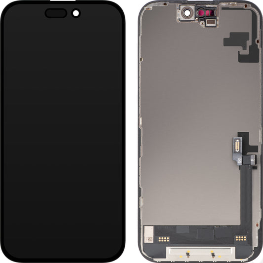 Display mit MP Touchscreen kompatibel mit Apple iPhone 16, mit Rahmen, Soft OLED FHD Diagnostic Version, Schwarz
