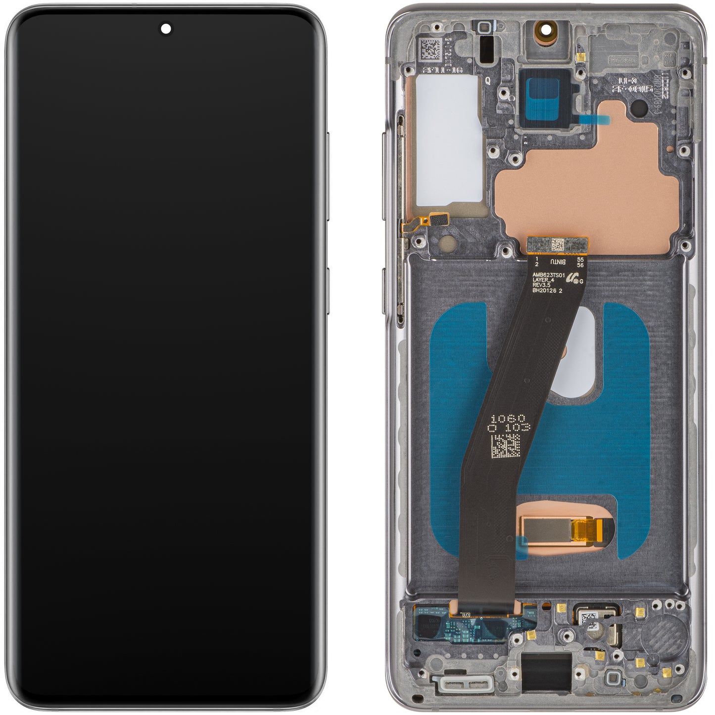 MP Touchscreen-Display kompatibel mit Samsung Galaxy S20 5G G981 / S20 G980, mit Rahmen, OLED-Version, Schwarz