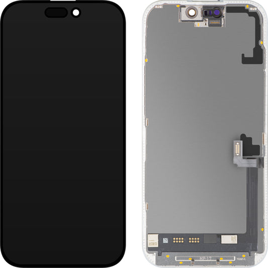 MP Touchscreen-Display kompatibel mit Apple iPhone 17, mit Rahmen, Soft-Version OLED FHD 120Hz Diagnostik, Schwarz