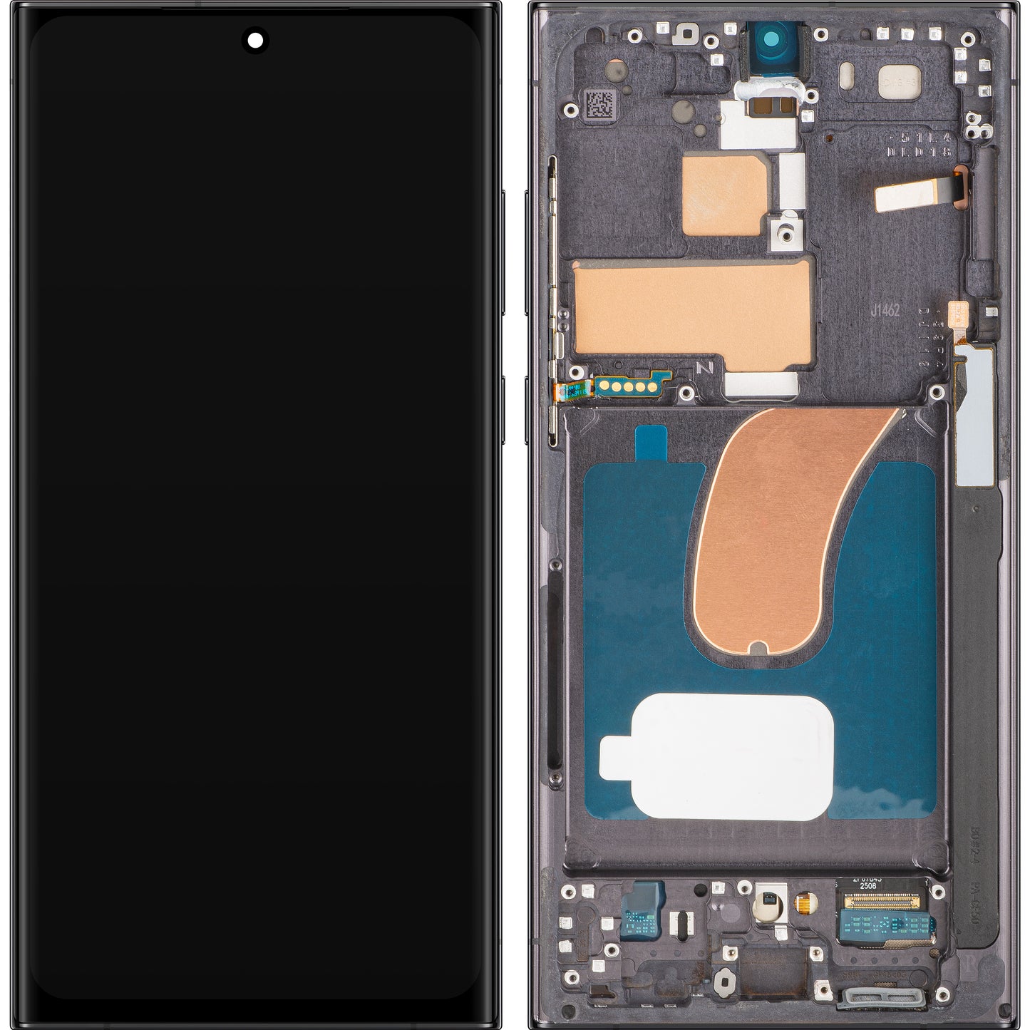 MP-Touchscreen-Display kompatibel mit Samsung Galaxy S23 Ultra S918, mit Rahmen, OLED-Version, Schwarz, Swap