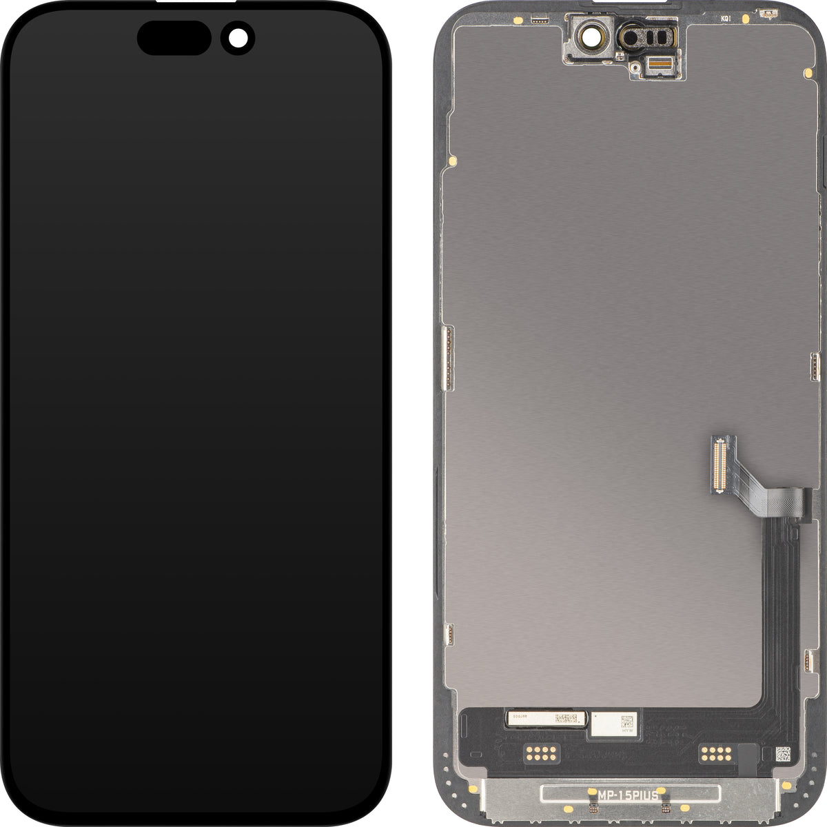 MP Touchscreen-Display kompatibel mit Apple iPhone 15 Plus, mit Rahmen, Premium Soft OLED FHD 120Hz Diagnostik Version, Schwarz