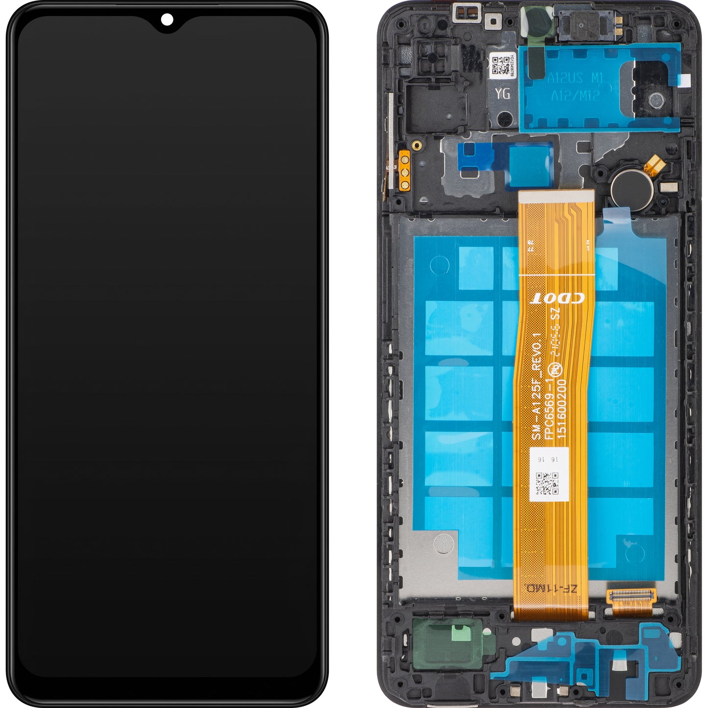 MP Touchscreen Display kompatibel zu Samsung Galaxy A12 Nacho A127 / A12 A125, mit Rahmen, Schwarz