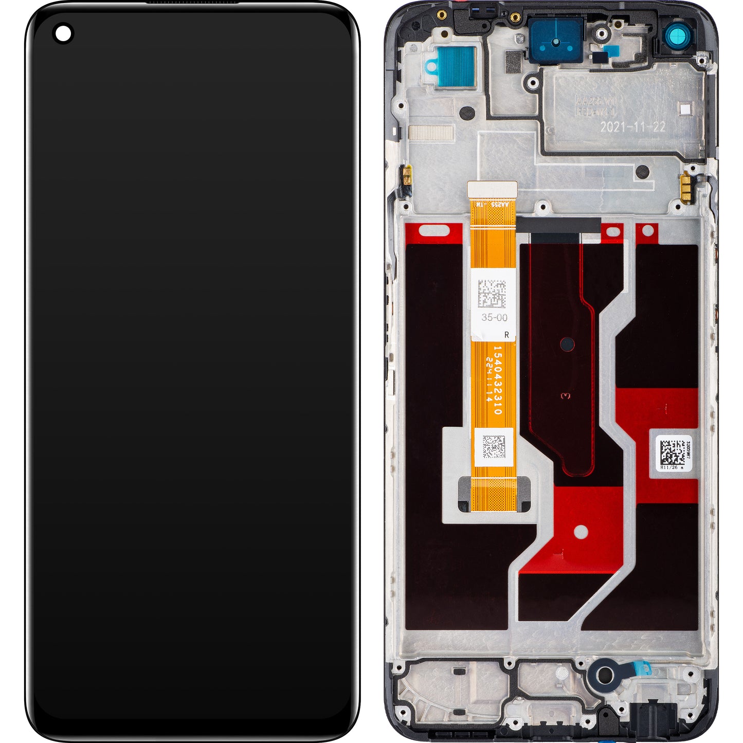 Touchscreen-Display Oppo A96, mit Rahmen, Schwarz, Service Pack 4130058