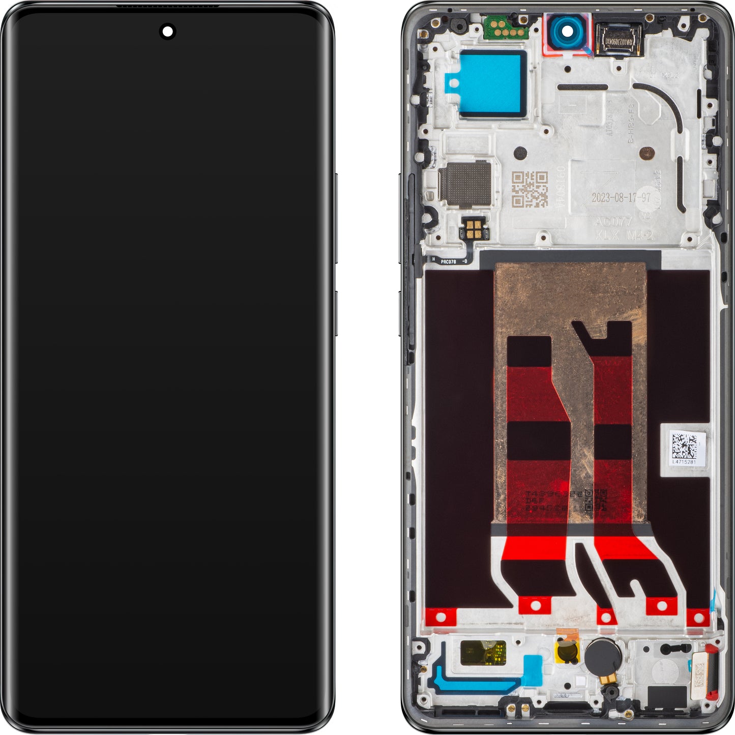 Display / Touchscreen für Oppo Reno10 Pro | mit Rahmen | Schwarz (Silvery Grey) | Service Pack