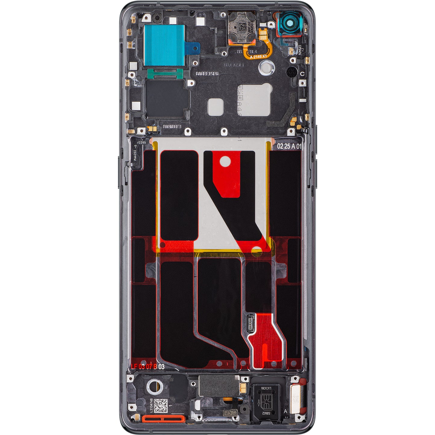 Oppo Find X5 Touchscreen Display, mit Rahmen, Schwarz, Service Pack 4130031