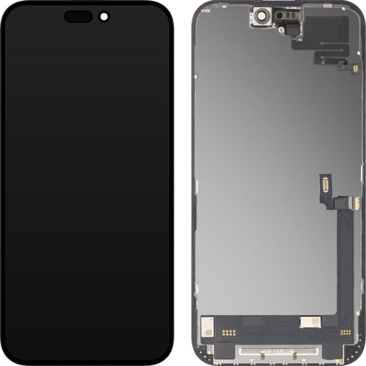 Touchscreen-Display mit MP-Näherungssensor kompatibel mit Apple iPhone 16 Plus, mit Rahmen, OLED FHD Diagnostic Softwareversion, Schwarz