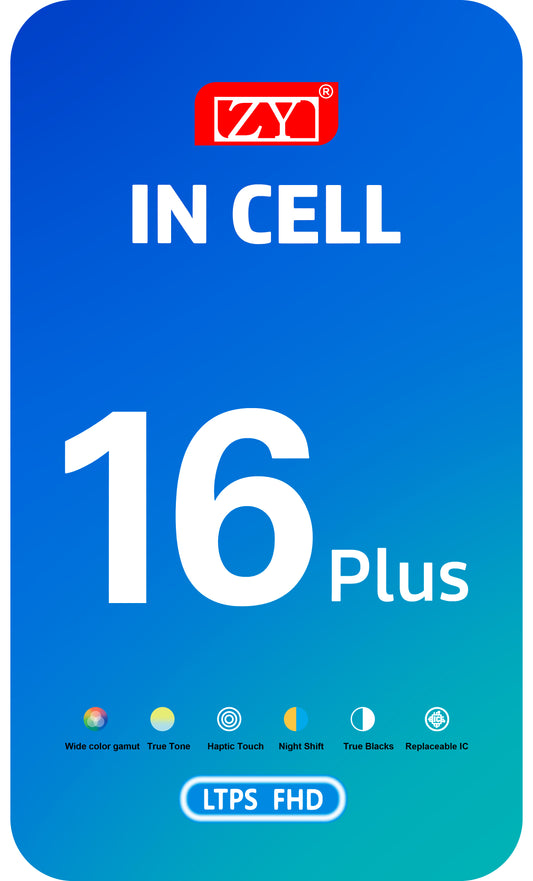 ZY Touchscreen Display for Apple iPhone 16 Plus, with Frame, In-Cell LCD Version, Black