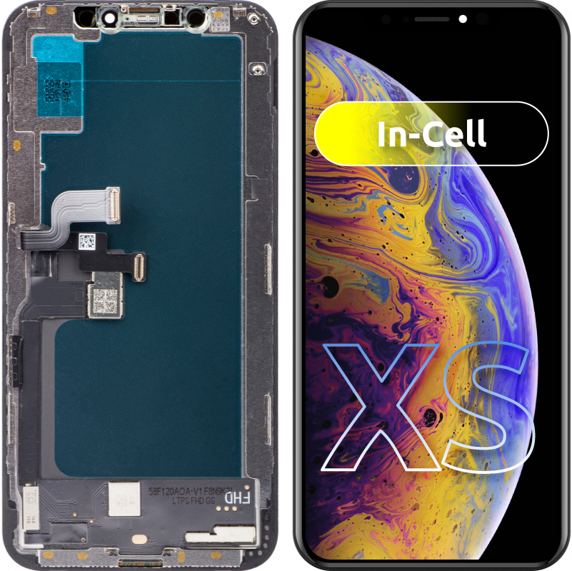 ZY Touchscreen Display für Apple iPhone XS, mit Rahmen, In-Cell LCD Version, Schwarz