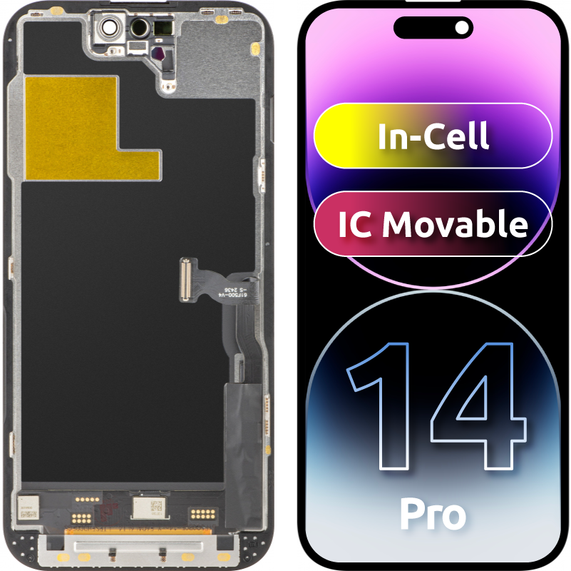 ZY Touchscreen-Display für Apple iPhone 14 Pro, mit Rahmen, LCD In-Cell IC beweglich Version, Schwarz