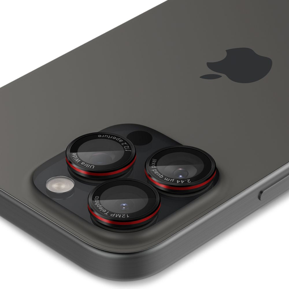 Schutzfolie für die Rückkamera Spigen GlastR EZ FIT Optik Pro für Apple iPhone 17 Pro Max, gehärtetes Glas, Set mit 2 Stück, Rot AGL05217